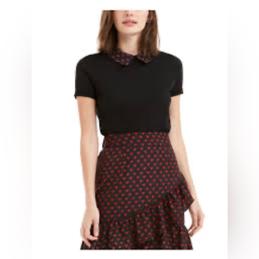 Valentines Heart Madison Jules Small Black and Red Skirt & Knit Top Set